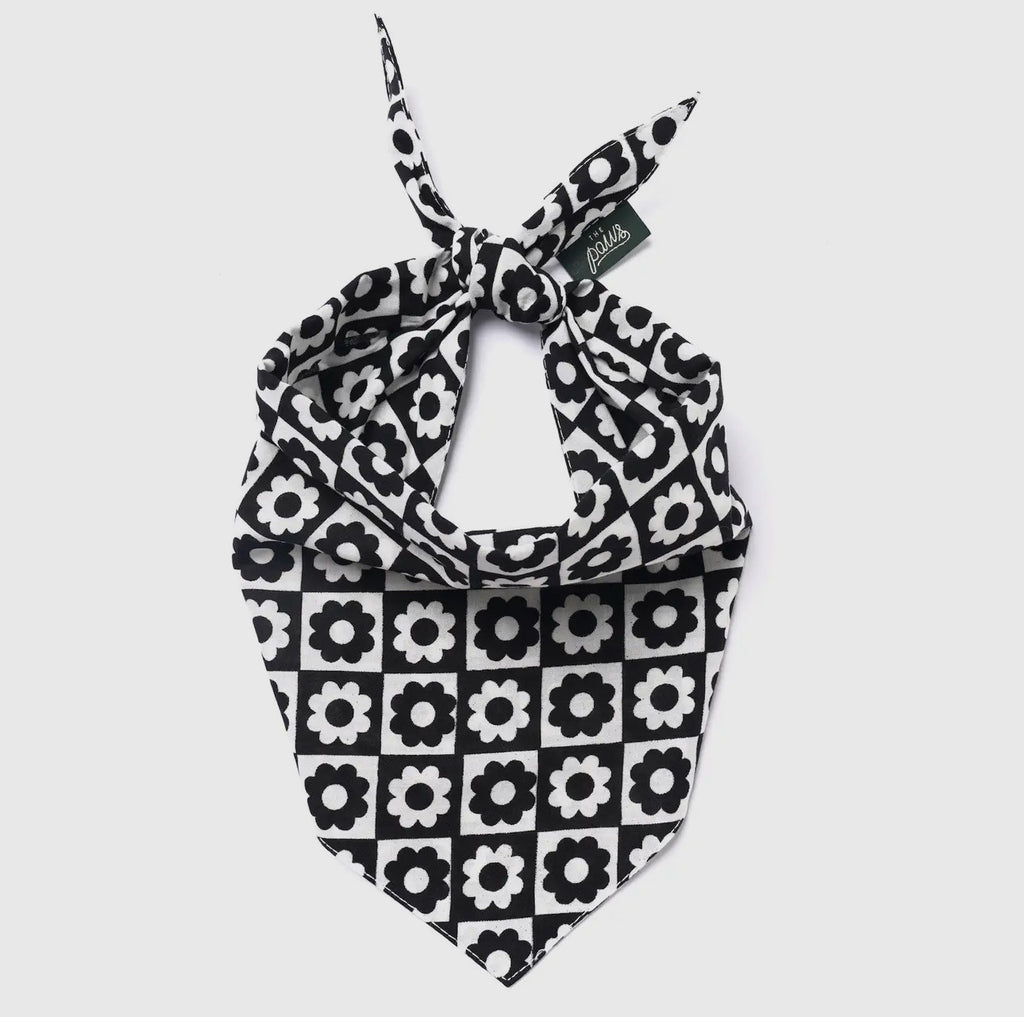 Bandana - Fleuri noir & blanc