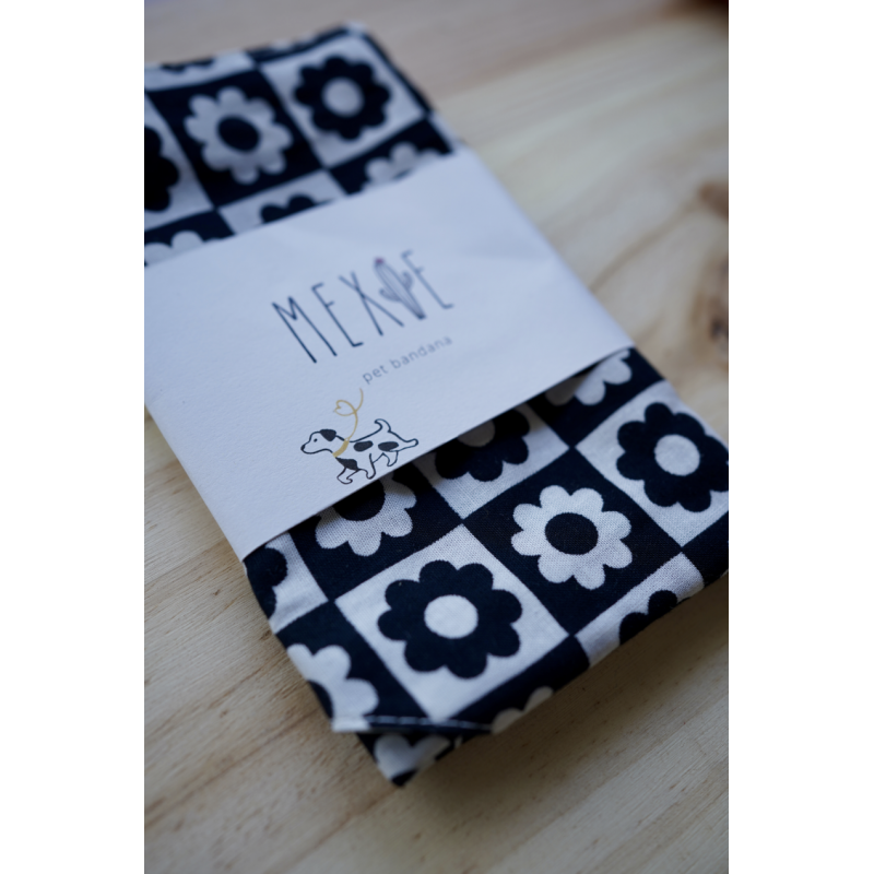 Bandana - Fleuri noir & blanc - photo 3